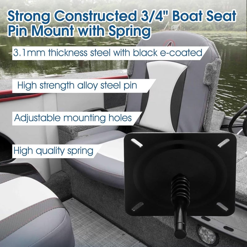 CLLOMAGY Boat Seat Base Pedestal Boat Seat Pin Mount Plated for 3/4" Marine Pedestal Post,Zinc Plated Steel Pin Swivel Mount for Marine Pontoon Jon Bass Fishing-2Pack - Image 5